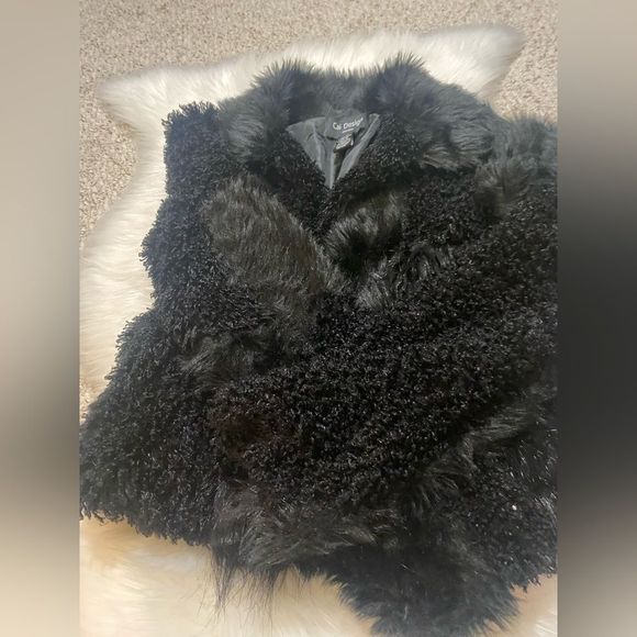 Black Faux Fur & Wool Jacket - Picture 3 of 5